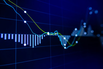 Stock exchange market graph on LED screen for business concept.