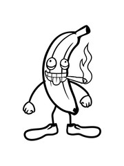 hanf rauchen weed stoned joint kiffen drogen kiffer banane obst verrückt grimasse mund zunge rausstrecken lustig comic cartoon clipart design ärgern witzig