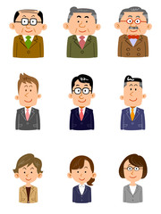 オフィスで働く人々のセット　様々な年代、性別
