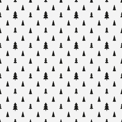 Seamless pattern with christmas trees. Abstract geometric wallpaper. Geometric art. Print for textiles, fabrics, polygraphy, posters. Greeting cards. Black and white illustration