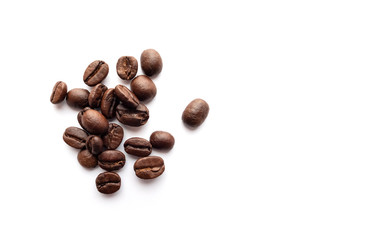 Coffee beans on white background.