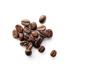 Coffee beans on white background.
