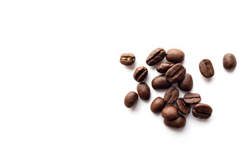 Coffee beans on white background.