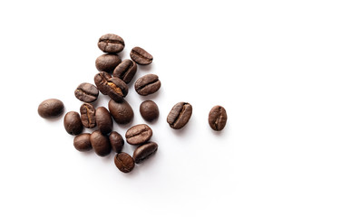 Coffee beans on white background.