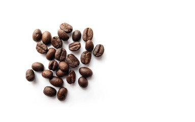 Coffee beans on white background.
