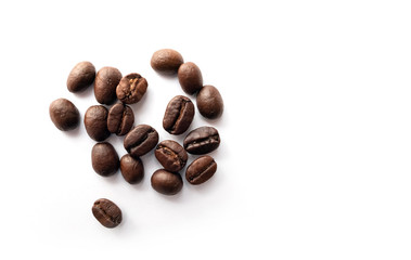 Coffee beans on white background.