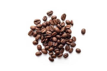 Coffee beans on white background.