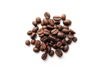 Coffee beans on white background.