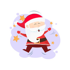 Happy excited Santa Claus having fun. Christmas party concept. Vector illustration can be used for banner design, festive posters, greeting cards, party invitations