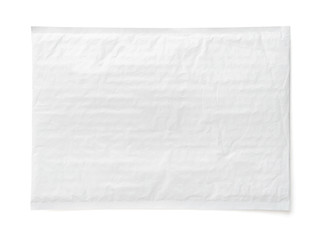 White postal package. Plastic parcel object background for online shopping advertising. Isolated on white background with clipping path.