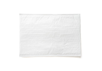 White postal package. Plastic parcel object background for online shopping advertising. Isolated on white background with clipping path.