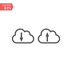 Cloud download and upload icon. Up and down arrows