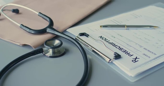 Dolly shot of RX Prescription On Clipboard 4K