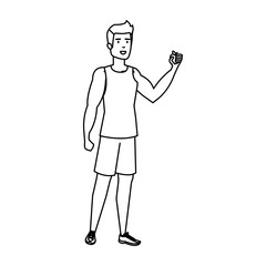 athletic man with apple avatar character