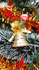 Close up Christmas tree decorations and New Year background, Winter holiday decoration, selective focus