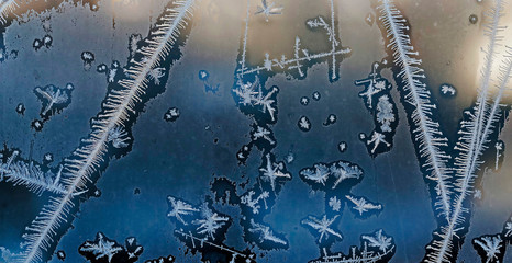 inclined to frost line, patterns on the window glass