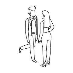 business couple talking avatars characters