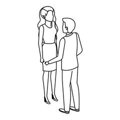 business couple talking avatars characters