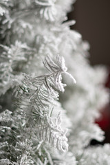Snowy tree needles on a Christmas tree