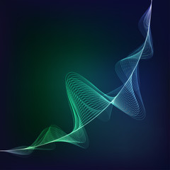 abstract digital green blue curve, sound wave pattern element