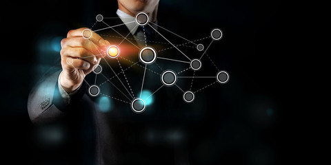 Social interaction concept. Mixed media . Mixed media