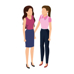Fototapeta premium couple businesswomen avatars characters