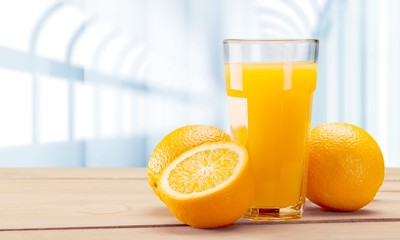 Orange juice and slices of orange on © BillionPhotos.com