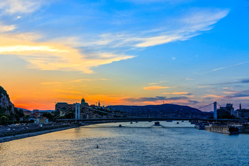 Sunset over the Vitava River, Prague, Czech