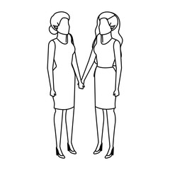 couple businesswomen avatars characters