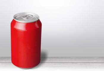 Red aluminum can with blank copy space