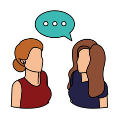 couple businesswomen with speech bubble