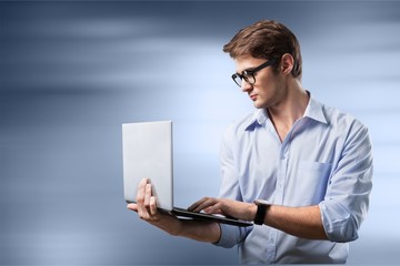 Laptop guy young isolated man male ceo