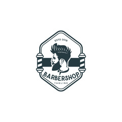 Barber shop retro vintage logo design template inspiration