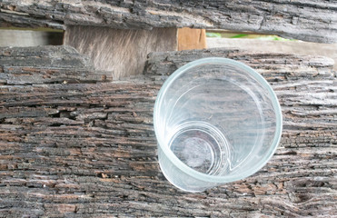 empty glass on old wood table