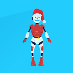 santa claus robot posing merry christmas happy new year holiday concept flat