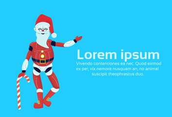 santa claus robot posing merry christmas happy new year holiday concept flat
