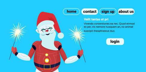 santa claus robot posing merry christmas happy new year holiday concept flat