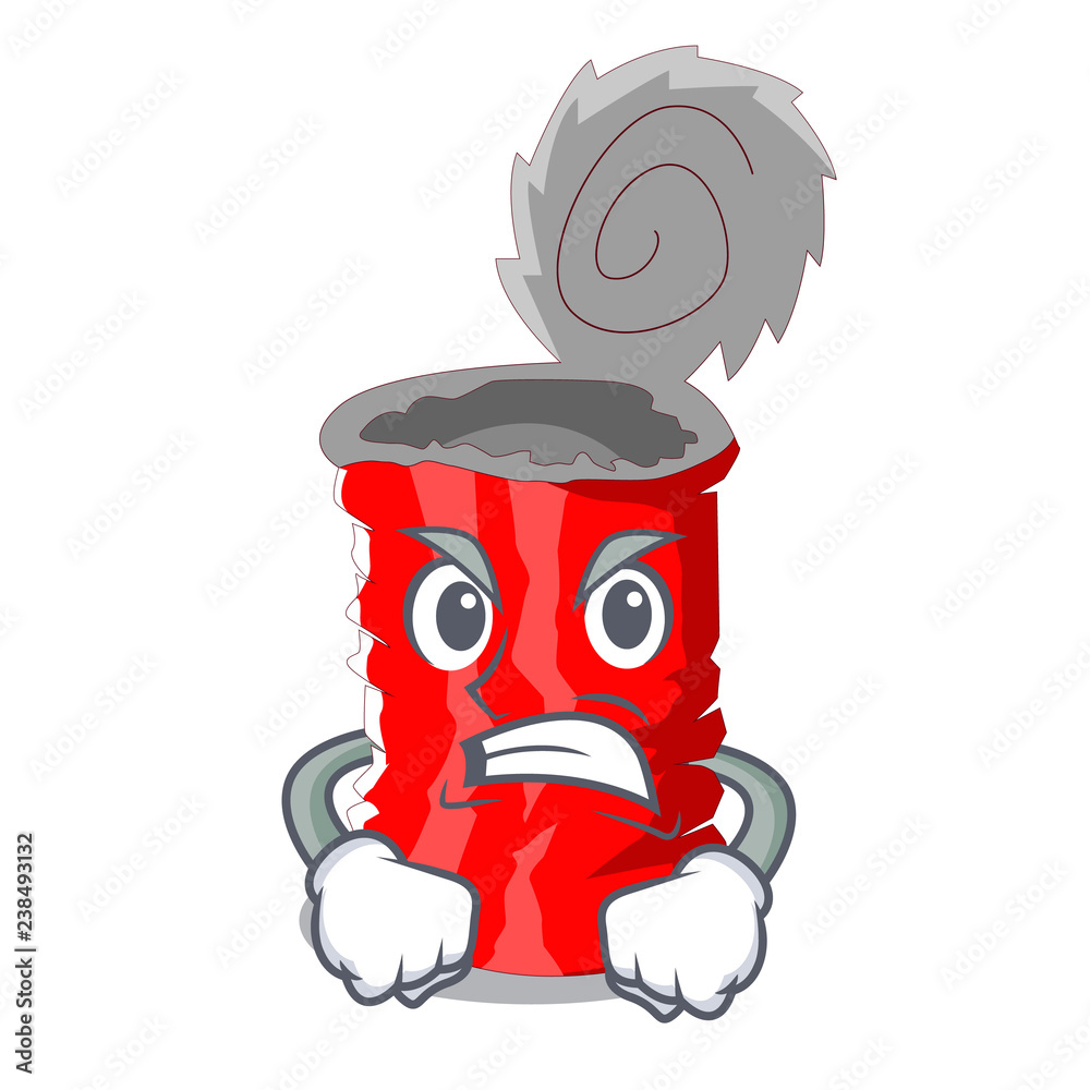 Sticker angry set of metallic tin can cartoon