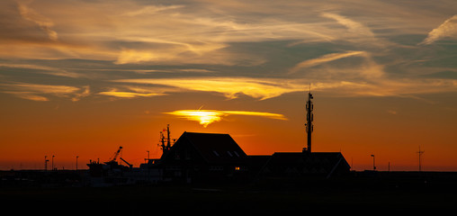 Spiekeroog Hafen Sonnenuntergang