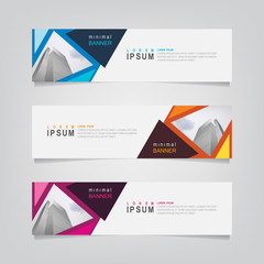 Vector abstract web banner design template. Collection of web banner template. Abstract geometric web design banner template isolated on grey background. Header - landing page Web Design Elements