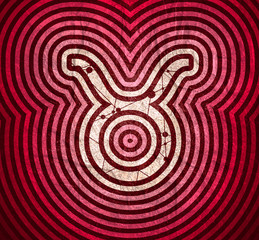 Zodiac symbol textured by connected lines with dots pattern. Sign of the Bull