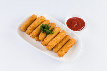 Deep Fried Mozzarella Cheese Sticks with  Ketchup