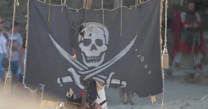 vintage banner of pirates with jolly roger