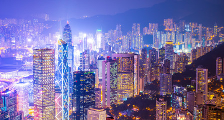 Hong Kong Skyline and City Nightscape