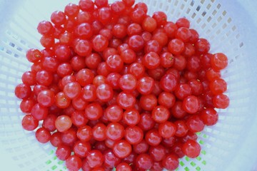 Background from beautiful berries of ripe red cherry