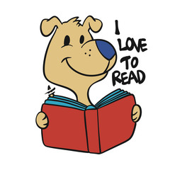 Dog cartoon - i live to read