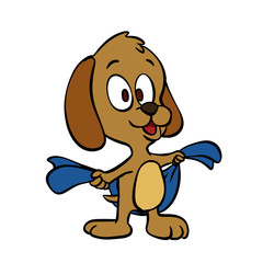 Obraz premium Dog dry himself with blue towel 