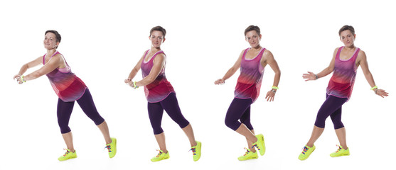 Woman is dancing on the white background