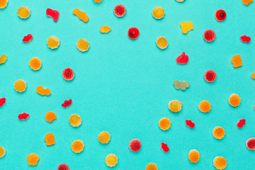 marmalade candy or gum on a color background