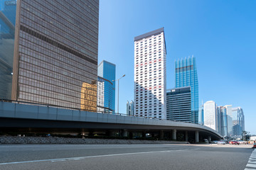 Fototapeta na wymiar Commercial buildings in Hongkong are low angle, China,